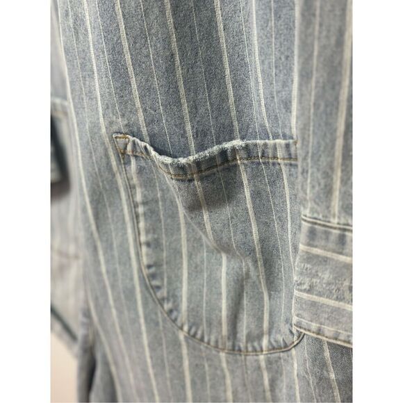 NWOT ONETEASPOON Prophecy Long Sleeve Blue Denim Stripped Shorts Romper Jumpsuit - Picture 13 of 13